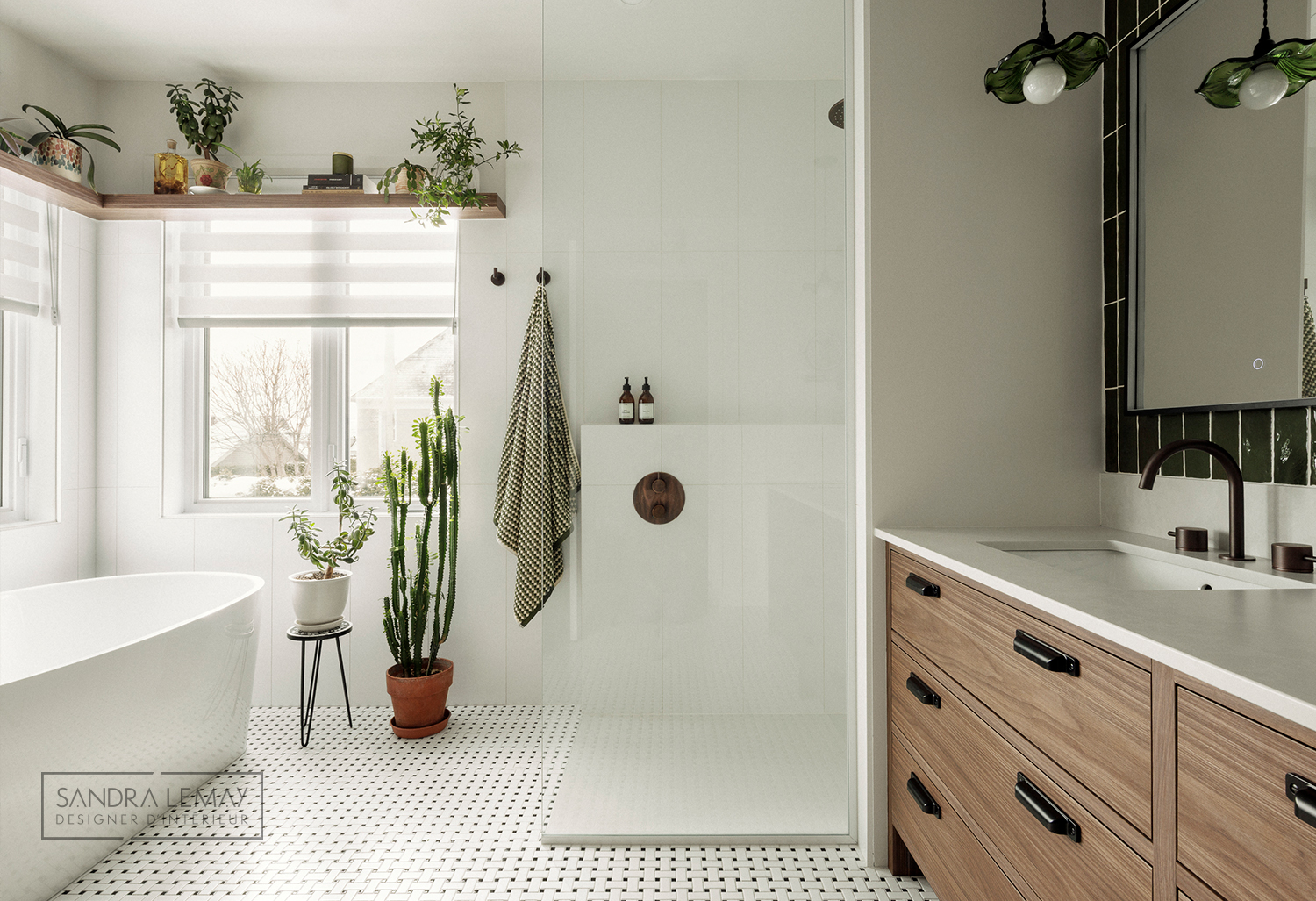 Une salle de bain moderne, inspirée par le vert bouteille